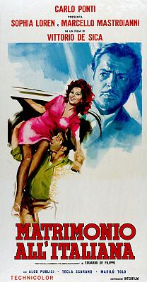 Bild Matrimonio all’italiana (Heirat auf Italienisch – Italienisch mit deutschen Untertiteln) mit S. Loren und M. Mastroianni, Regie von V. De Sica (1964)
